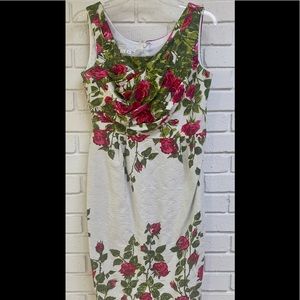 London Times sleeveless dress, 8P, pink floral